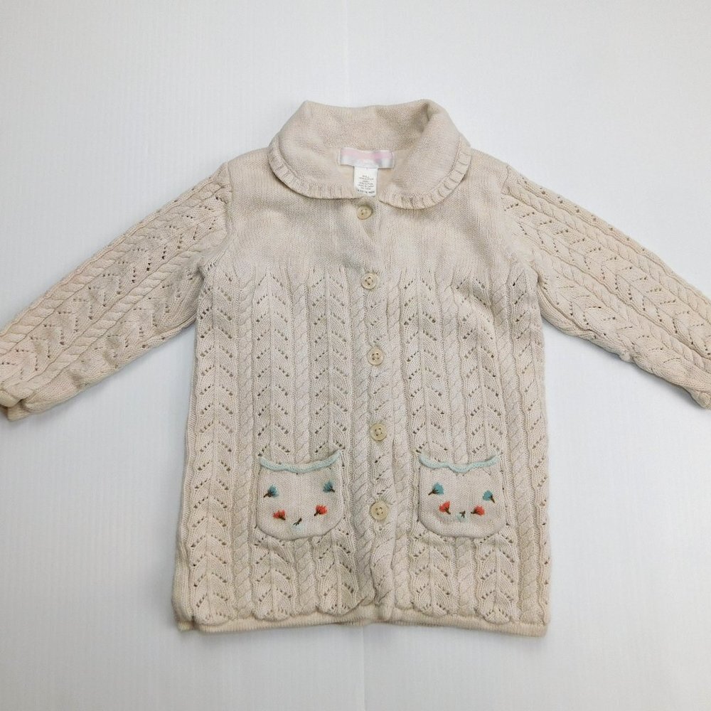 Janie and Jack Cream Knit Button Cardigan Sweater Baby Girl 12-18 months 12M 18M